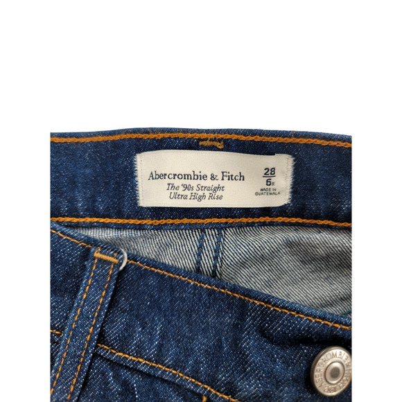 Abercrombie & Fitch Womens 90s Straight Ultra High Rise Jeans Sz 6R Dark Wash‎ - Picture 3 of 4